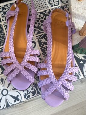Sezane Lilac Souliers Braided Leather Slingback Sandals - Women